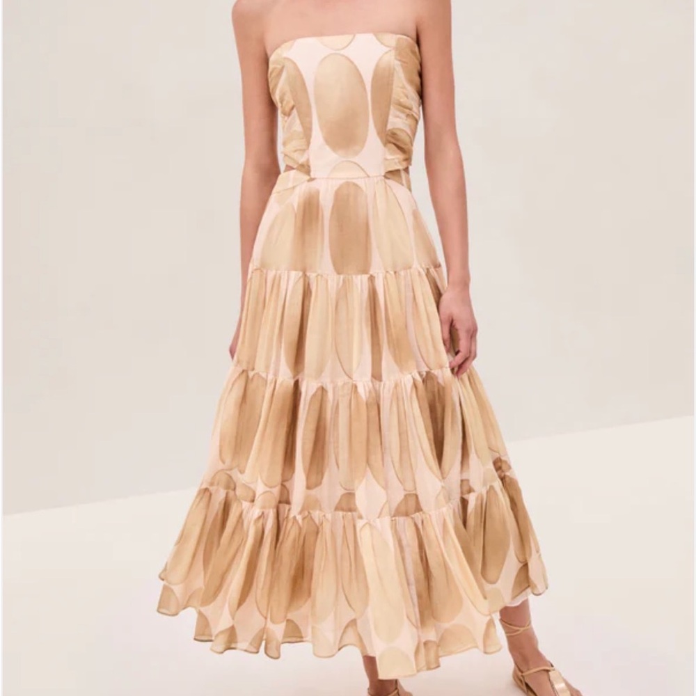 Alexis Strapless Cream and Brown Dress